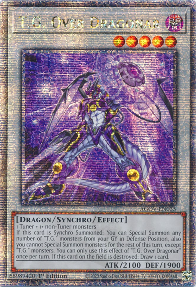 T.G. Over Dragonar (Quarter Century Secret Rare) [AGOV-EN035] Quarter Century Secret Rare | Pegasus Games WI