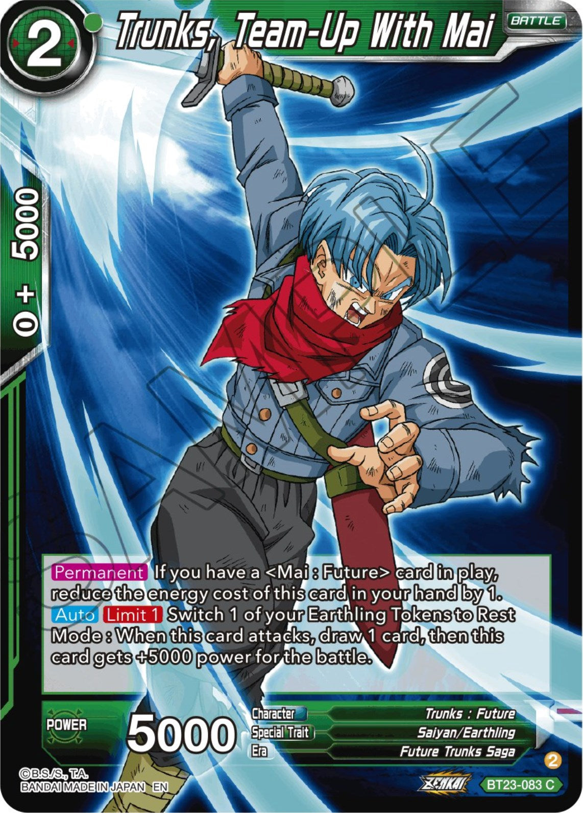 Trunks, Team-Up With Mai (BT23-083) [Perfect Combination] | Pegasus Games WI