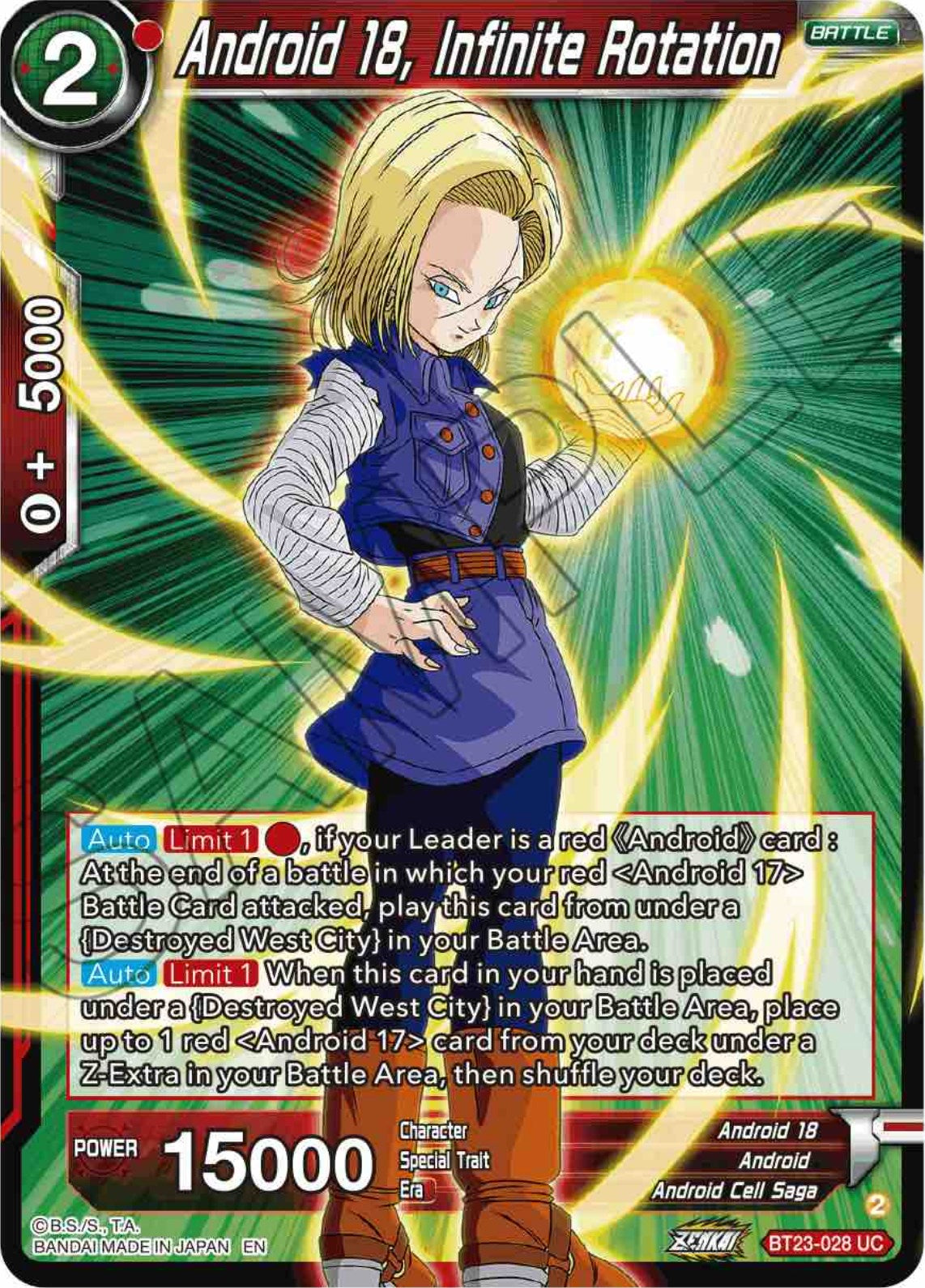 Android 18, Infinite Rotation (BT23-028) [Perfect Combination] | Pegasus Games WI
