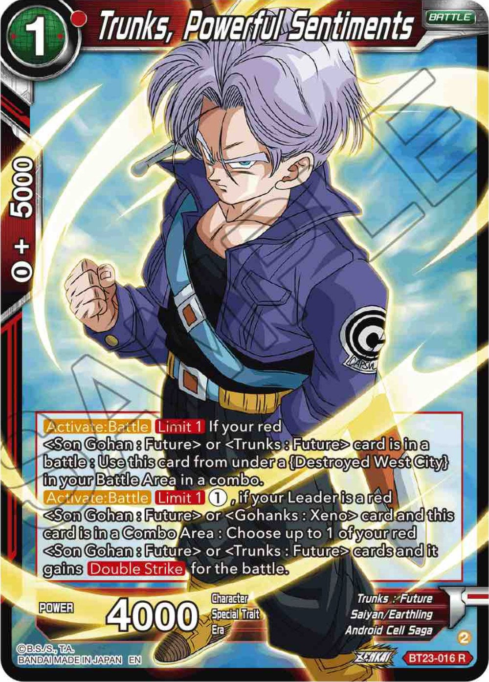 Trunks, Powerful Sentiments (BT23-016) [Perfect Combination] | Pegasus Games WI