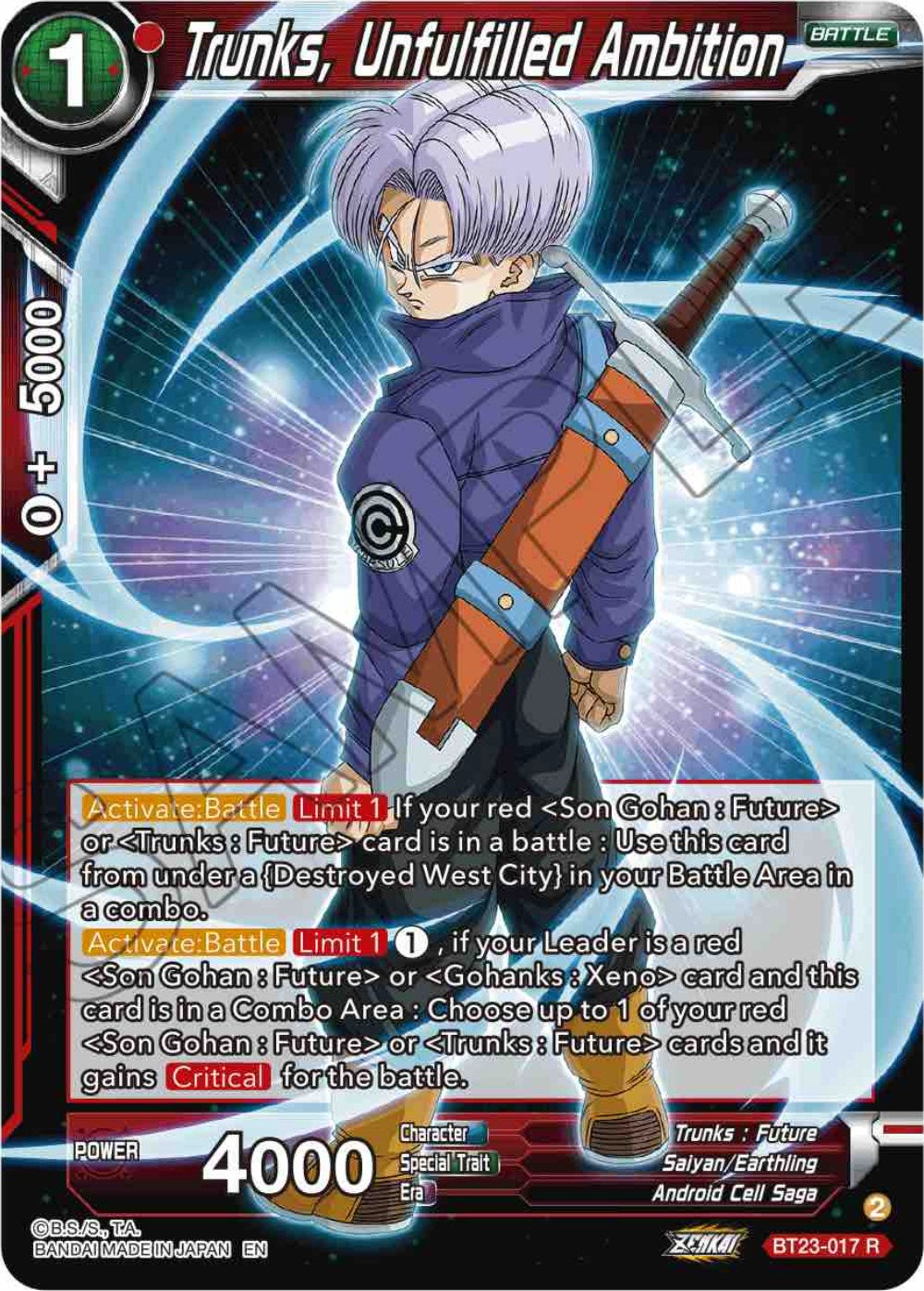 Trunks, Unfulfilled Ambition (BT23-017) [Perfect Combination] | Pegasus Games WI