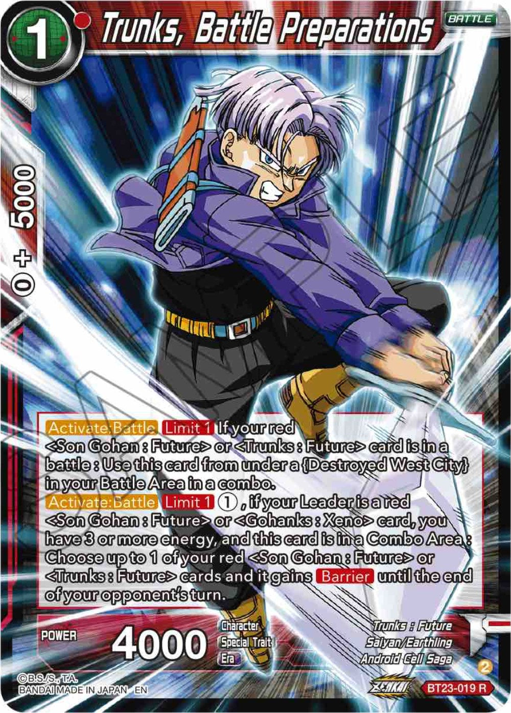 Trunks, Battle Preparations (BT23-019) [Perfect Combination] | Pegasus Games WI