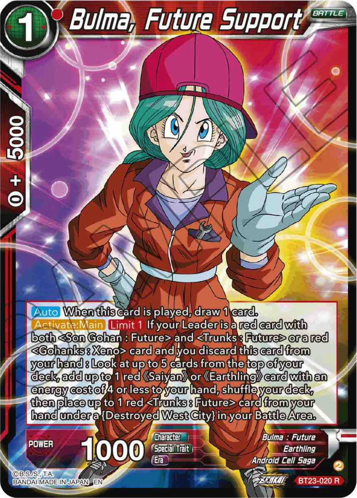 Bulma, Future Support (BT23-020) [Perfect Combination] | Pegasus Games WI