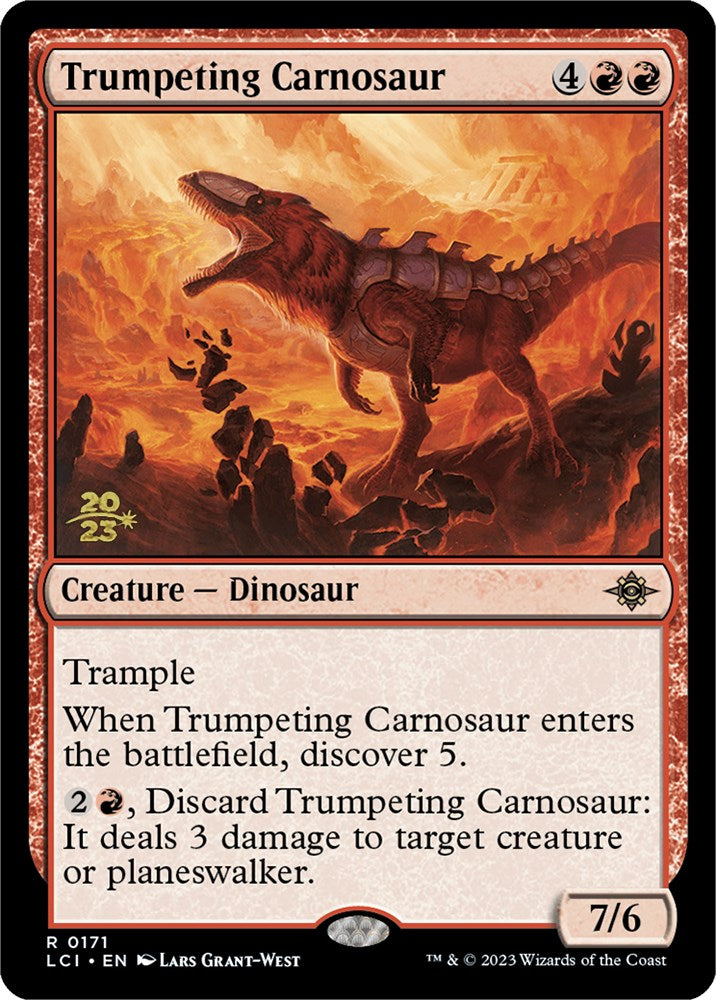 Trumpeting Carnosaur [The Lost Caverns of Ixalan Prerelease Cards] | Pegasus Games WI