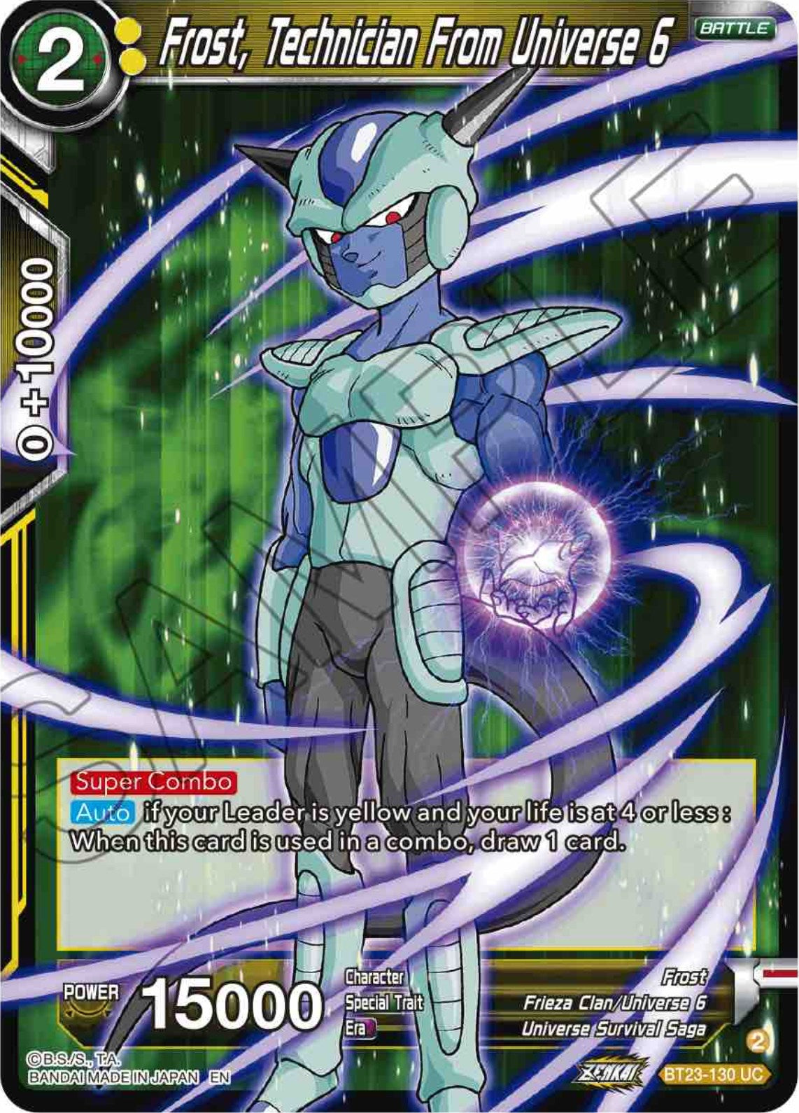 Frost, Technician From Universe 6 (BT23-130) [Perfect Combination] | Pegasus Games WI