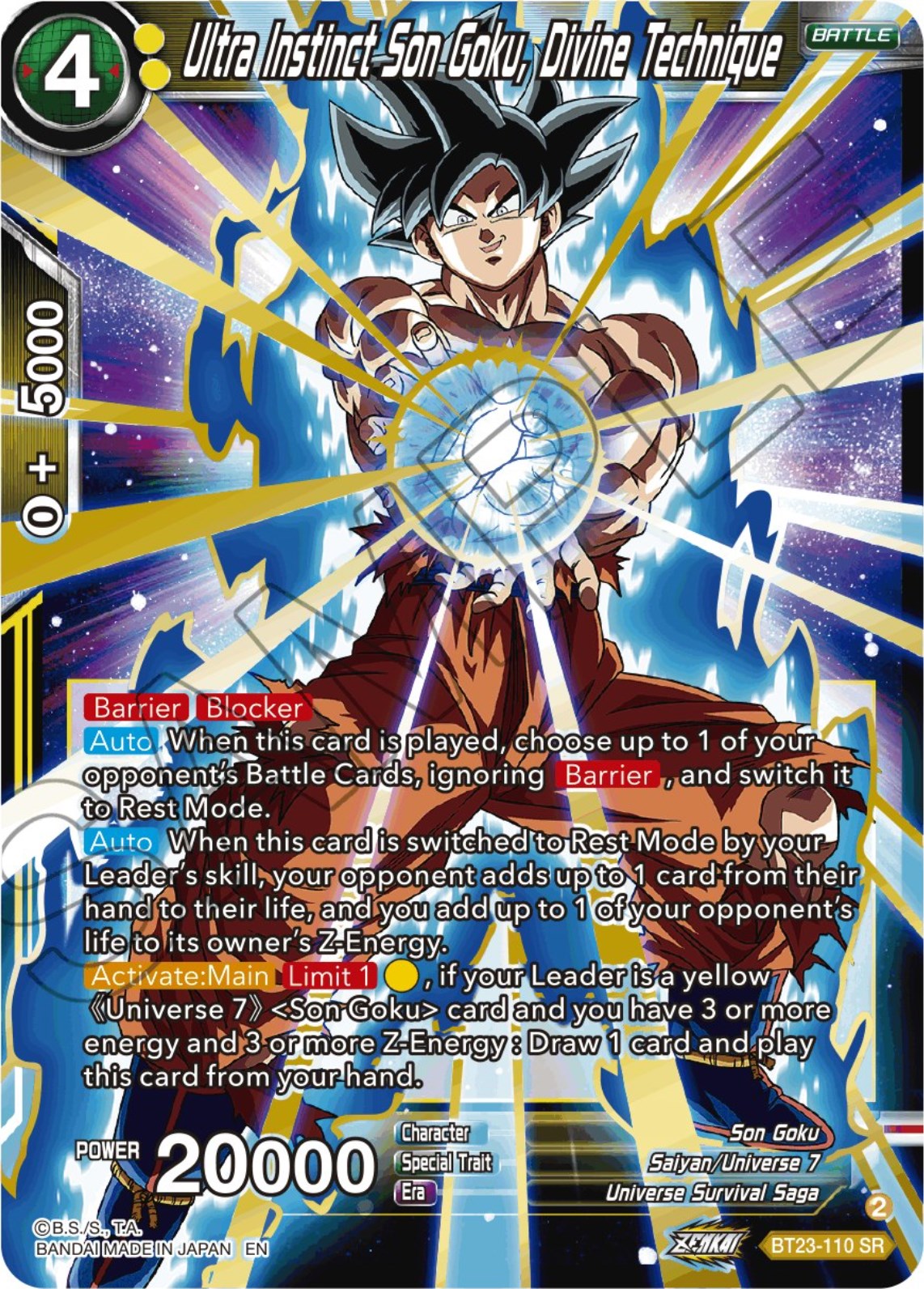 Ultra Instinct Son Goku, Divine Technique (BT23-110) [Perfect Combination] | Pegasus Games WI