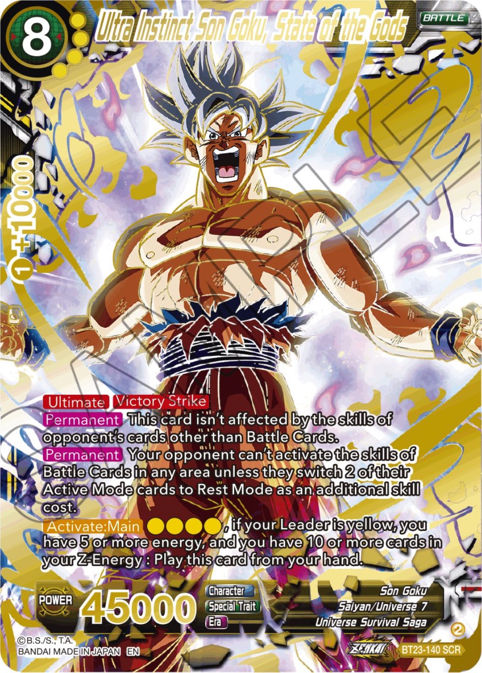 Ultra Instinct Son Goku, State of the Gods (BT23-140) [Perfect Combination] | Pegasus Games WI