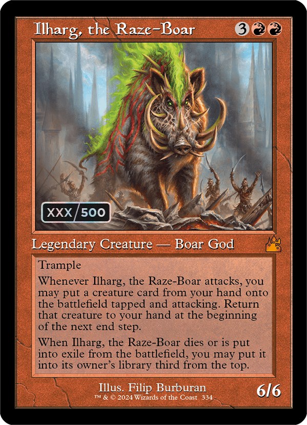 Ilharg, the Raze-Boar (Retro) (Serialized) [Ravnica Remastered] | Pegasus Games WI