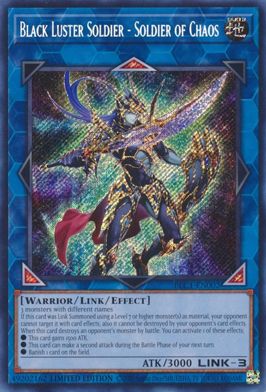 Black Luster Soldier - Soldier of Chaos [BLC1-EN002] Secret Rare | Pegasus Games WI