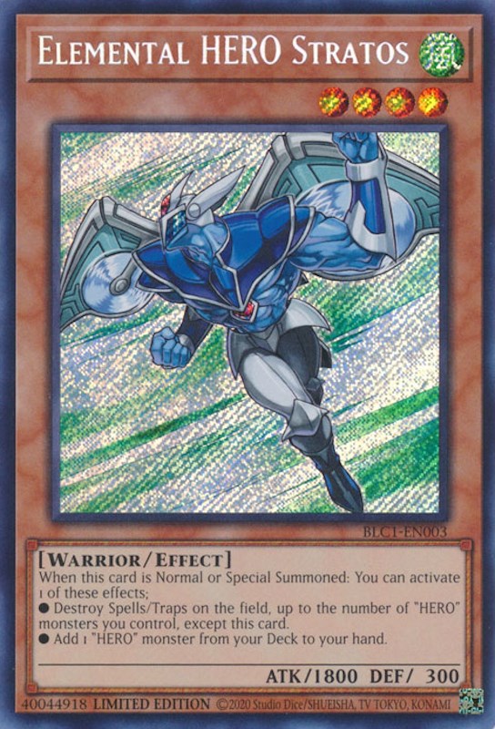 Elemental HERO Stratos [BLC1-EN003] Secret Rare | Pegasus Games WI