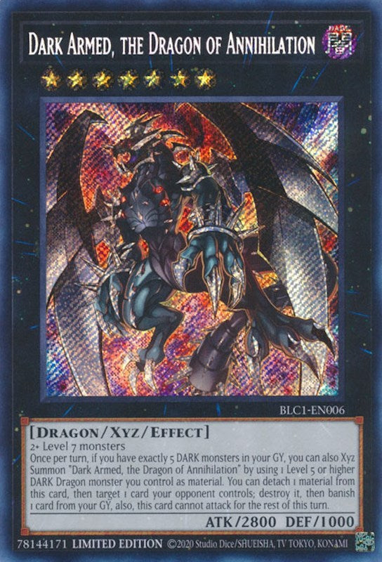 Dark Armed, the Dragon of Annihilation [BLC1-EN006] Secret Rare | Pegasus Games WI