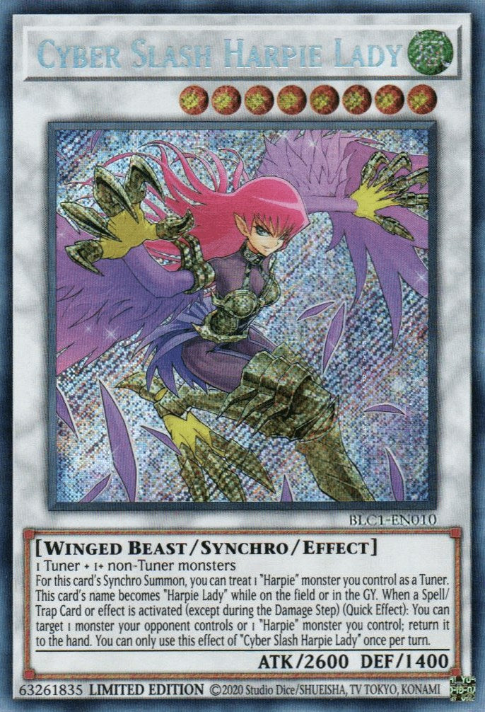 Cyber Slash Harpie Lady [BLC1-EN010] Secret Rare | Pegasus Games WI