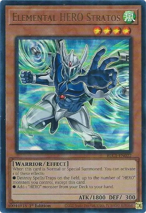 Elemental HERO Stratos (Alternate Art) [BLC1-EN022] Ultra Rare | Pegasus Games WI