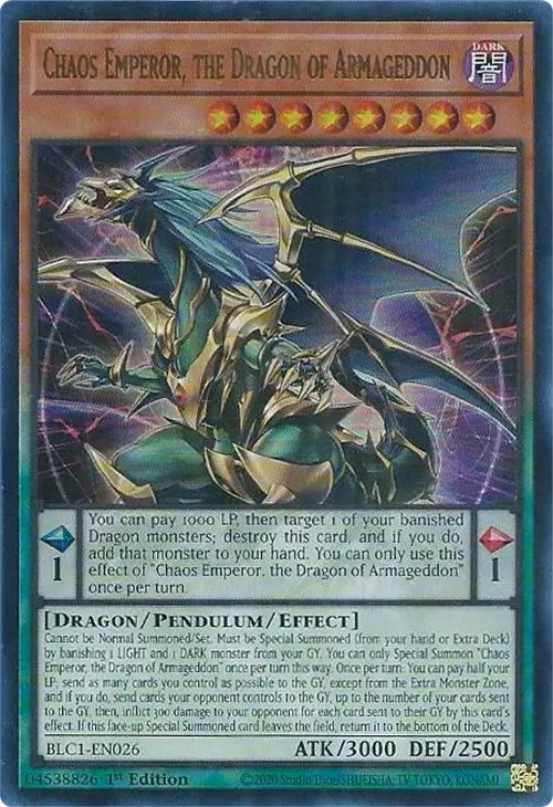 Chaos Emperor, the Dragon of Armageddon [BLC1-EN026] Ultra Rare | Pegasus Games WI