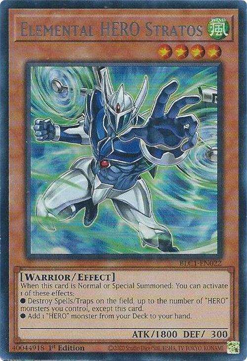 Elemental HERO Stratos (Alternate Art) (Silver) [BLC1-EN022] Ultra Rare | Pegasus Games WI