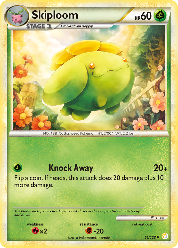 Skiploom (51/123) [HeartGold & SoulSilver: Base Set] | Pegasus Games WI