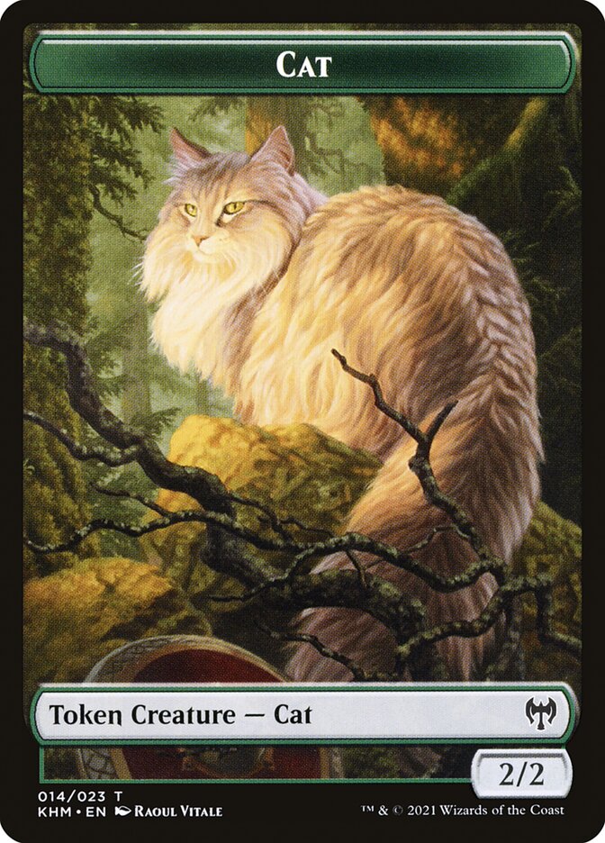 Human Warrior // Cat Double-Sided Token [Kaldheim Tokens] | Pegasus Games WI