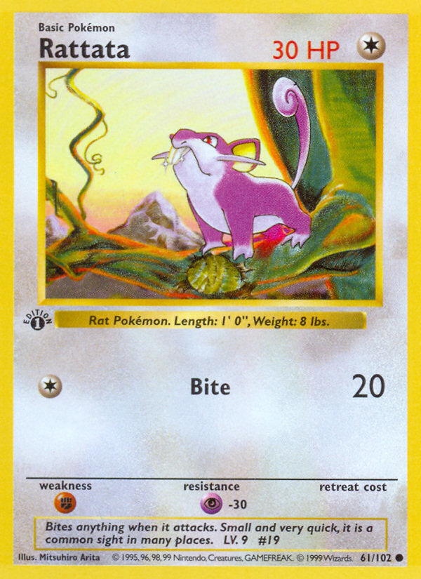Rattata (61/102) (Shadowless) [Base Set 1st Edition] | Pegasus Games WI