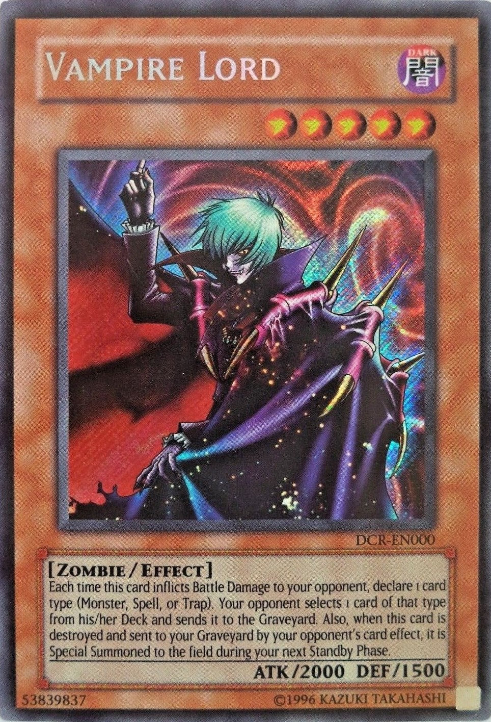 Vampire Lord [DCR-EN000] Secret Rare | Pegasus Games WI