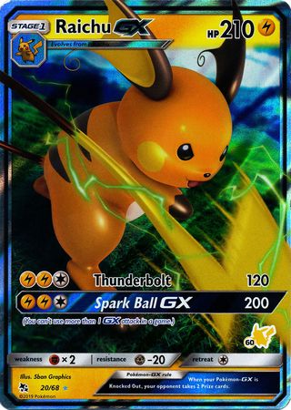 Raichu GX (20/68) (Pikachu Stamp #60) [Battle Academy 2020] | Pegasus Games WI