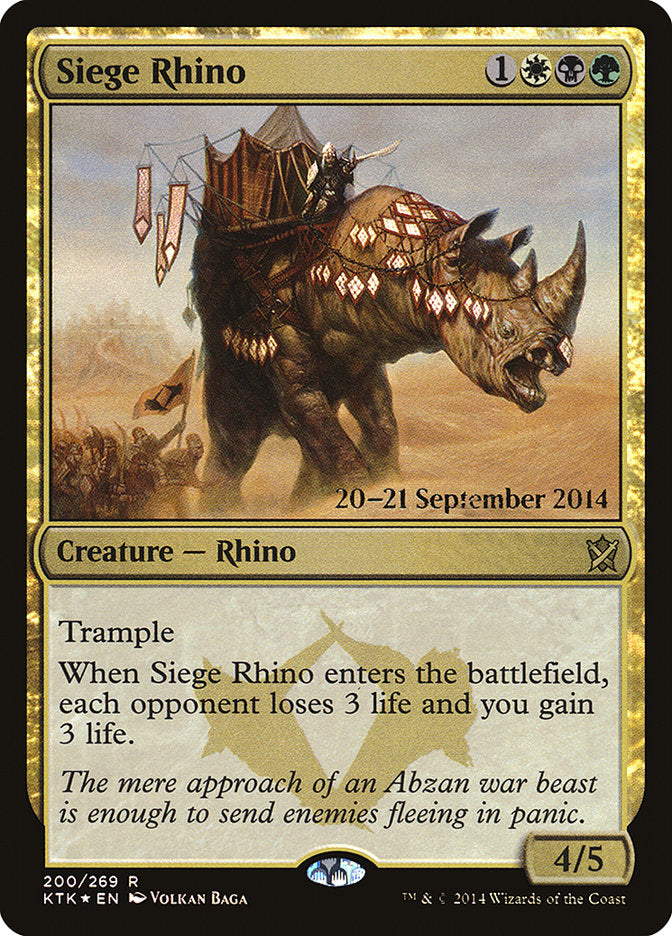 Siege Rhino [Khans of Tarkir Prerelease Promos] | Pegasus Games WI