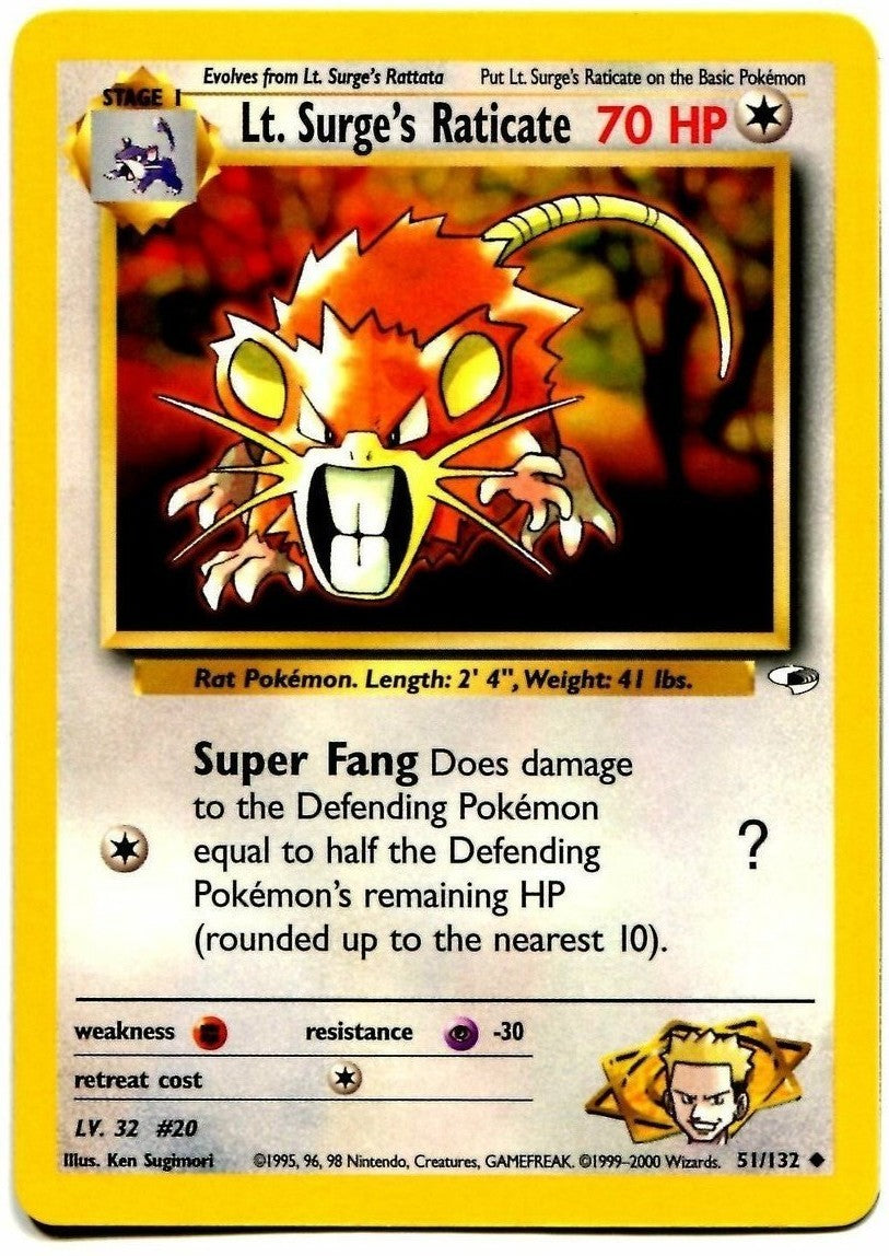 Lt. Surge's Raticate (51/132) [Gym Heroes Unlimited] | Pegasus Games WI