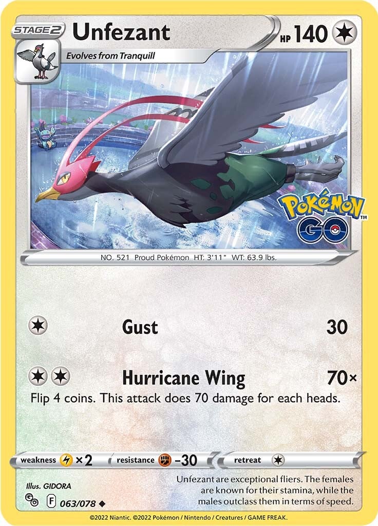 Unfezant (063/078) [Pokémon GO] | Pegasus Games WI
