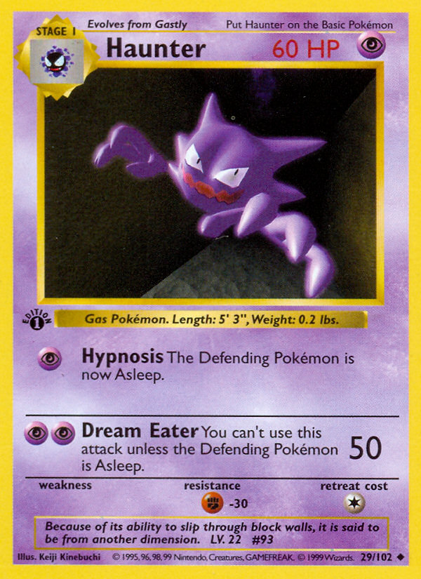 Haunter (29/102) (Shadowless) [Base Set 1st Edition] | Pegasus Games WI