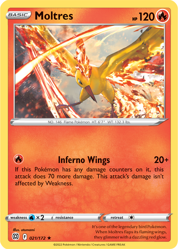 Moltres (021/172) (Theme Deck Exclusive) [Sword & Shield: Brilliant Stars] | Pegasus Games WI