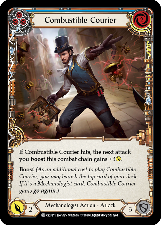 Combustible Courier (Blue) [CRU111] 1st Edition Normal | Pegasus Games WI