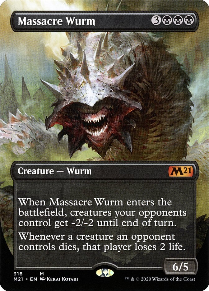 Massacre Wurm (Borderless Alternate Art) [Core Set 2021] | Pegasus Games WI