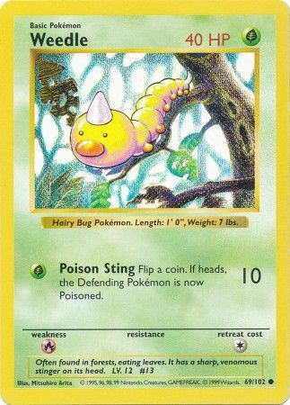 Weedle (69/102) [Base Set Shadowless Unlimited] | Pegasus Games WI