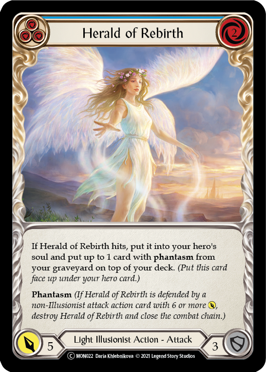 Herald of Rebirth (Blue) (Rainbow Foil) [U-MON022-RF] Unlimited Rainbow Foil | Pegasus Games WI