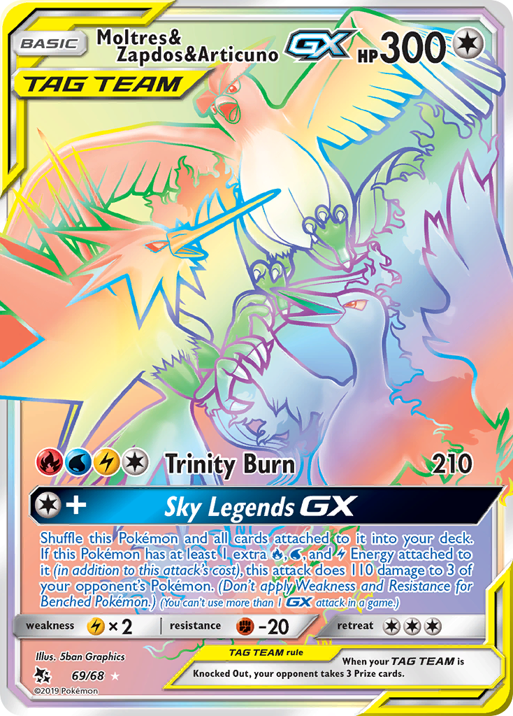 Moltres & Zapdos & Articuno GX (69/68) [Sun & Moon: Hidden Fates] | Pegasus Games WI