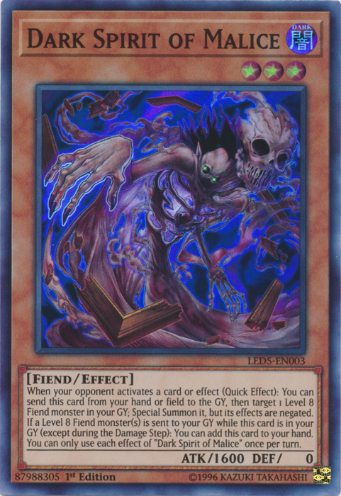 Dark Spirit of Malice [LED5-EN003] Super Rare | Pegasus Games WI