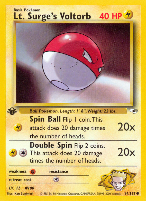 Lt. Surge's Voltorb (84/132) [Gym Heroes 1st Edition] | Pegasus Games WI