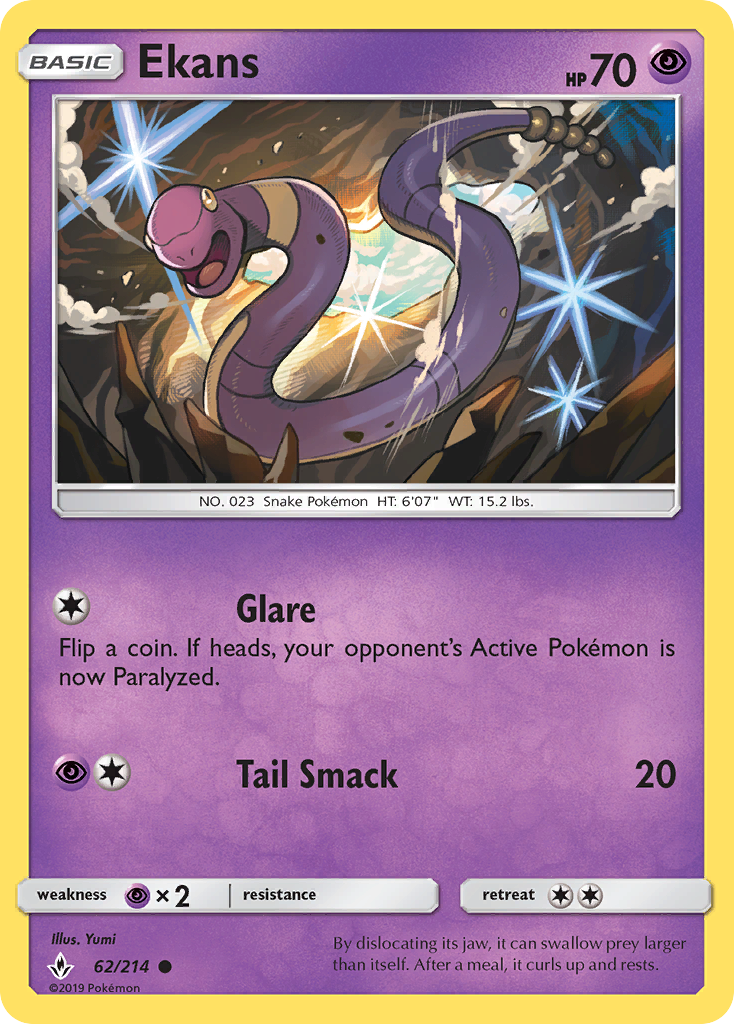 Ekans (62/214) [Sun & Moon: Unbroken Bonds] | Pegasus Games WI