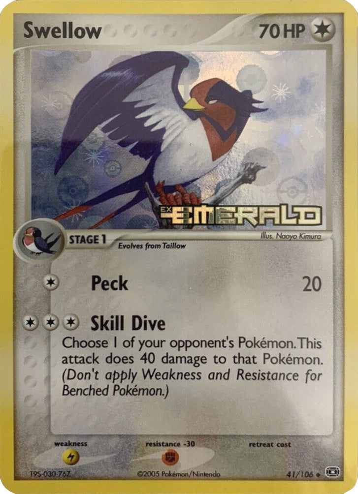 Swellow (41/106) (Stamped) [EX: Emerald] | Pegasus Games WI