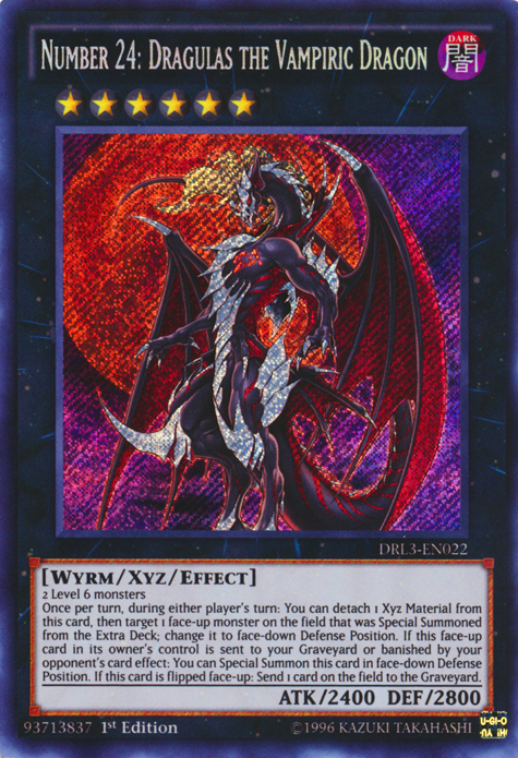 Number 24: Dragulas the Vampiric Dragon [DRL3-EN022] Secret Rare | Pegasus Games WI