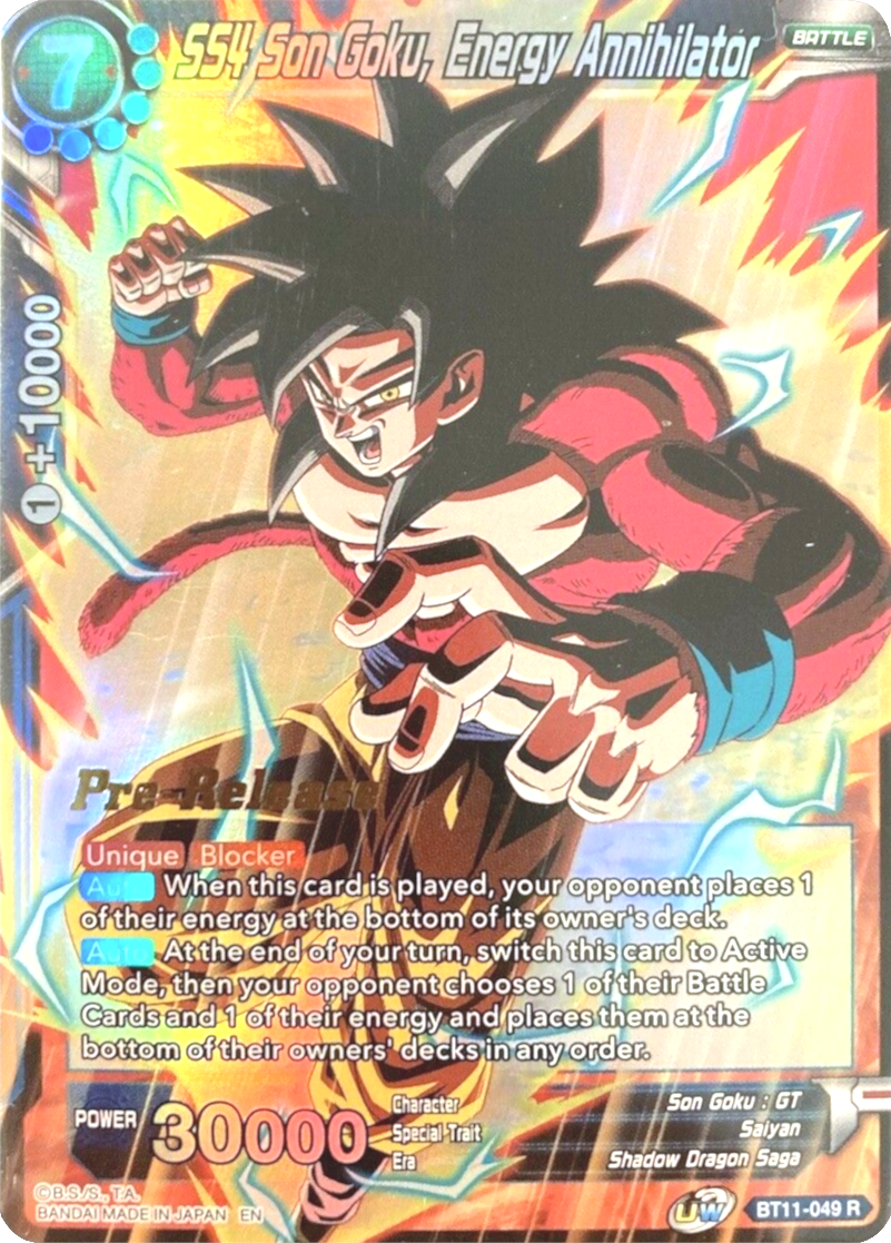 SS4 Son Goku, Energy Annihilator (BT11-049) [Vermilion Bloodline Prerelease Promos] | Pegasus Games WI