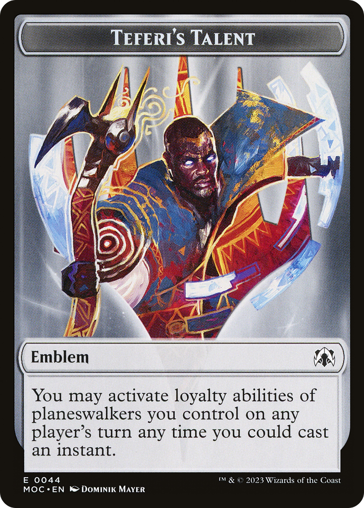 First Mate Ragavan // Teferi's Talent Emblem Double-Sided Token [March of the Machine Commander Tokens] | Pegasus Games WI