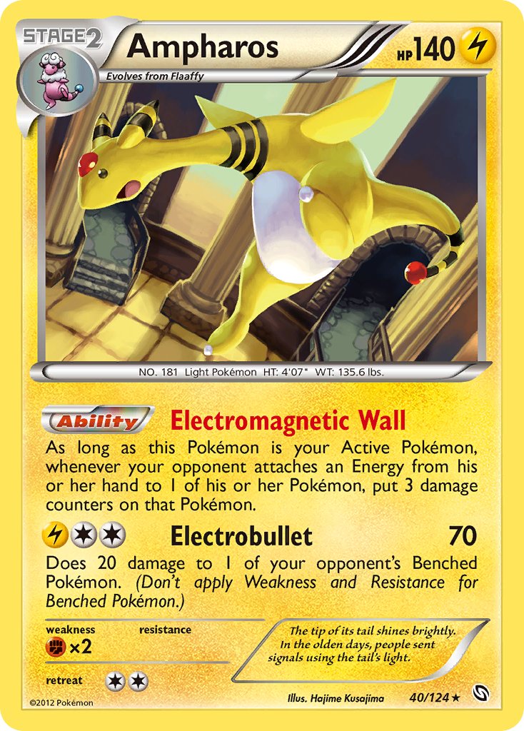 Ampharos (40/124) (Cosmos Holo) (Blister Exclusive) [Black & White: Dragons Exalted] | Pegasus Games WI