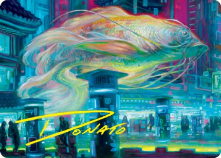 Skyswimmer Koi Art Card (Gold-Stamped Signature) [Kamigawa: Neon Dynasty Art Series] | Pegasus Games WI