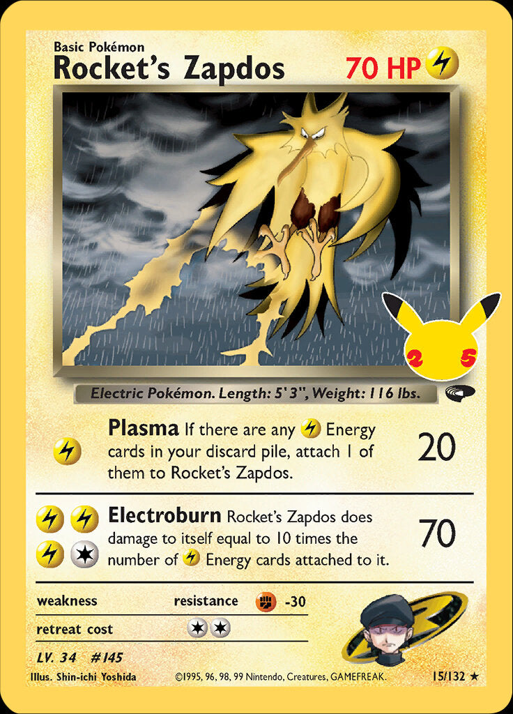 Rocket's Zapdos (15/132) [Celebrations: 25th Anniversary - Classic Collection] | Pegasus Games WI