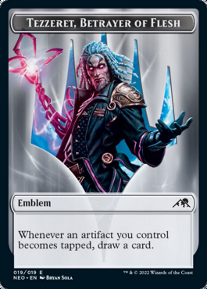 Spirit (002) // Tezzeret, Betrayer of Flesh Emblem Double-Sided Token [Kamigawa: Neon Dynasty Tokens] | Pegasus Games WI