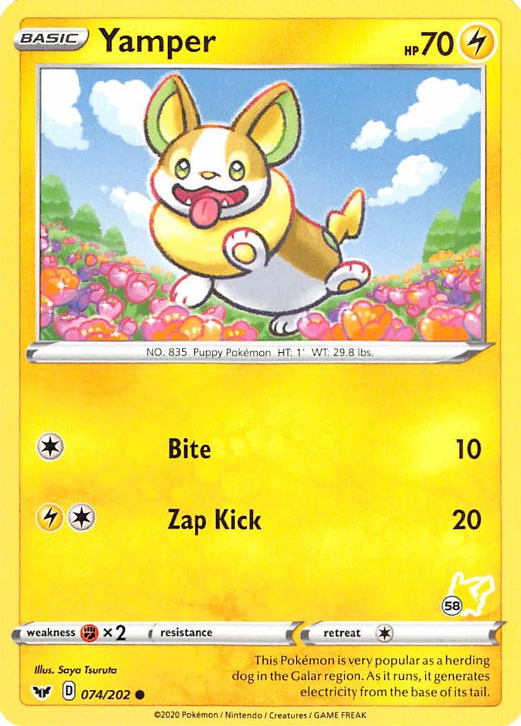 Yamper (074/202) (Pikachu Stamp #58) [Battle Academy 2022] | Pegasus Games WI