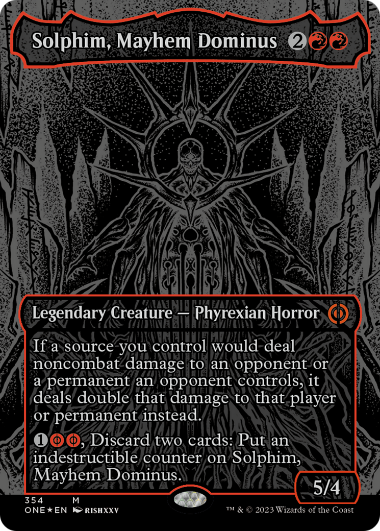Solphim, Mayhem Dominus (Oil Slick Raised Foil) [Phyrexia: All Will Be One] | Pegasus Games WI