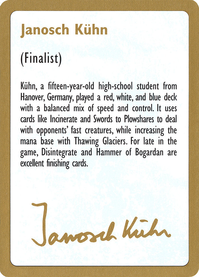Janosch Kuhn Bio [World Championship Decks 1997] | Pegasus Games WI