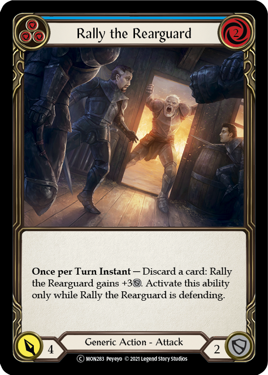 Rally the Rearguard (Blue) (Rainbow Foil) [U-MON283-RF] Unlimited Rainbow Foil | Pegasus Games WI