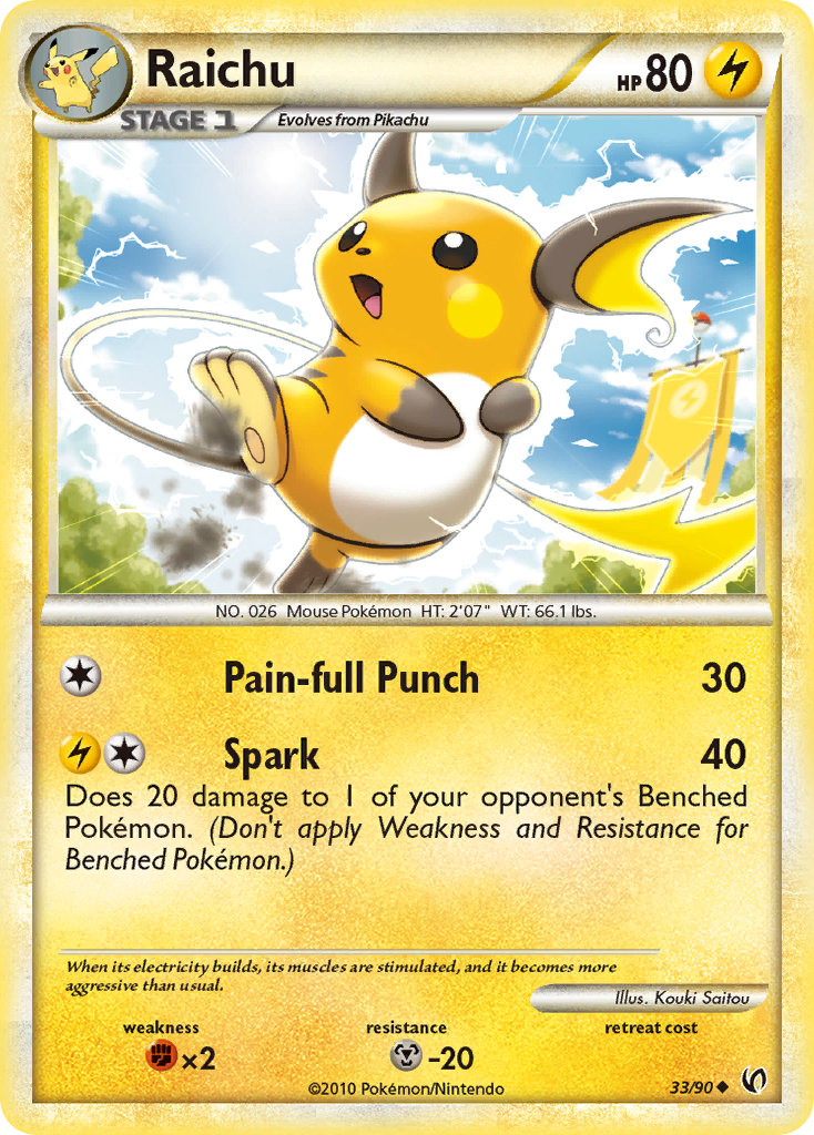 Raichu (33/90) [HeartGold & SoulSilver: Undaunted] | Pegasus Games WI